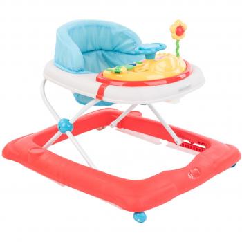 Andador Kikkaboo Misty Rojo - Andador para bebés, con diseño moderno y atractivo, estructura ligera y resistente, altura ajustable en varias posiciones, ruedas giratorias para mayor maniobrabilidad, freno de seguridad, acolchado