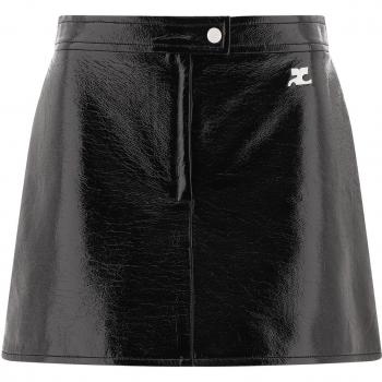 Courrèges Women's Black Vinyl Effect Flared Mini Skirt - Size M