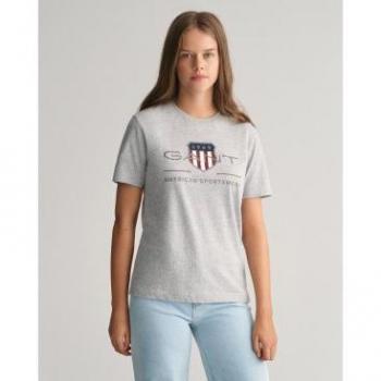 Camiseta Niño GANT - ARCHIVE SHIELD Gris con Escudo y Manga Corta
