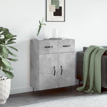 Aparador de madera de ingeniería 69,5x34x90 cm en color gris hormigón, mueble de almacenaje para salón, buffet, armario auxiliar y armario de almacenamiento