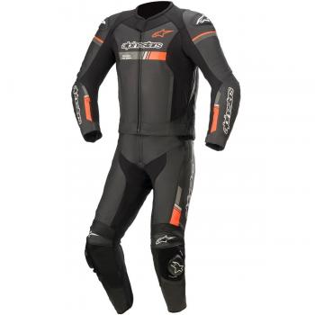 Alpinestars GP Force Chaser Traje de cuero de motocicleta de dos piezas - Negro Rojo Flúor