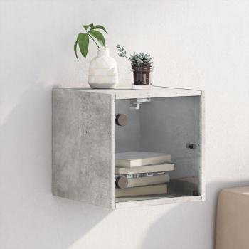 Cama de noche con Anta en vidrio gris hormigón 35x37x35 cm