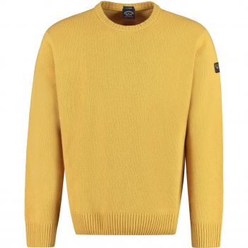 Paul & Shark Men's Crew-Neck Wool Sweater in Ocher | Size Small | C0P1061 Color 046