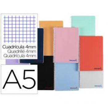Cuaderno espiral A5 80 hojas 90g cuadro 4mm con margen