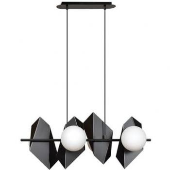 Lámpara de Suspensión Drifton, Acero con Recubrimiento de Polvo y Vidrio, Color Negro y Blanco, 90x100x30 cm