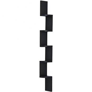 Estantería de esquina zigzag contemporánea HOMCOM - 5 niveles - Madera negra - Altura 120 cm
