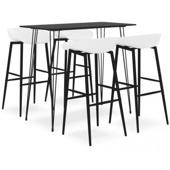 Set de Bar 5 Piezas Blanco y Negro con Mesa Alta y Taburetes