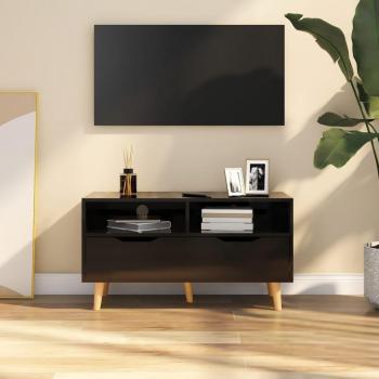 Soporte para TV negro pulido 90x40x48,5 cm madera multicapa