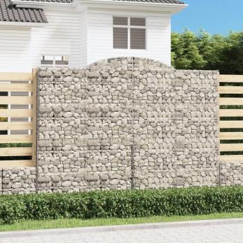 Cestas de gaviones 3 uds forma de arco hierro 300x30x220/240 cm Plateado