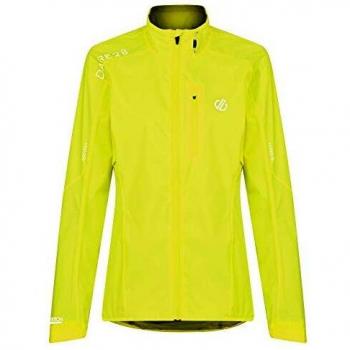 Dare2b Mediant-Chaqueta Impermeable, Transpirable Y Ligera De Ciclismo con Costuras Selladas, Bolsillos con Cremallera Y Detalles Reflectantes Jackets Waterproof Shell, Mujer, Fluro Yellow, 8