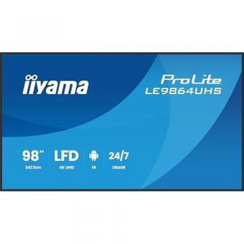 Pantalla de señalización digital iiyama LE9864UHS-B1AG 98 4K Ultra HD Wi-Fi, 500 cd/m², procesador Android integrado, uso continuo 24/7