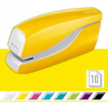 Grapadora eléctrica Leitz NeXXt WOW, amarilla, batería, capacidad 10 hojas
