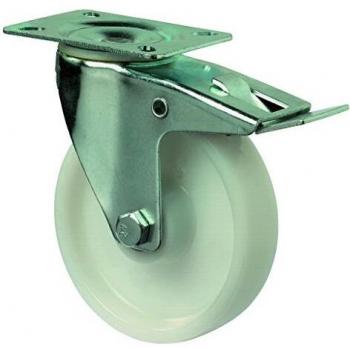 Rueda de Transporte 150mm con Freno Total, Acero Galvanizado y Poliamida