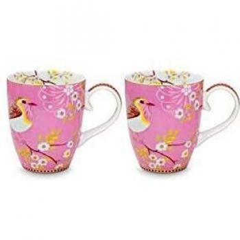 Set de 2 Tazas Grandes Pip Studio Early Bird Rosa 350 ml