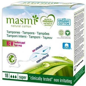 Tampones Super Absorbentes, 18 Unidades - Masmi Natural Cotton