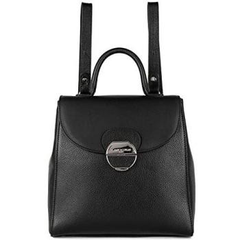 Lancaster Pia Black Leather Flap Backpack