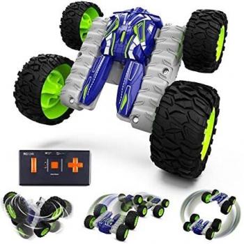 Coche de Control Remoto Mini 4WD RC Stunt, Coche Teledirigido Recargable de 2,4 GHz con Luces LED, Coche RC de Juguete de Doble Cara de 360°Flip, 15 Mins de Tiempo de Juego, Buen Regalo para Niños