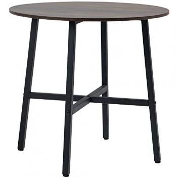 Mesa de Comedor Redonda Homcom para 4 Personas, Marrón Rústico y Negro, Ø80x76 cm