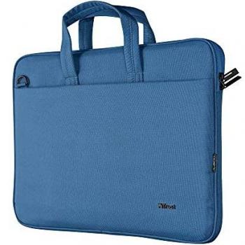 Trust Bologna Eco Maletín para Portátil de Hasta 16, Fino y Ecológico con Correa Ajustable para Hombro, Bolsa de Plástico Reciclado para Viajes, Oficina, Trabajo, Universidad – Azul