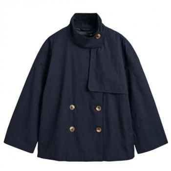 Chaqueta de Trinchera Azul Noche para Mujer Gant, Largo Medio, Casual, Algodón, Talla XL