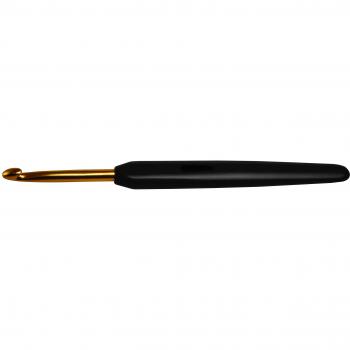 Knit Pro Häkelnadeln Softgriff Aluminium Gold Aguja de Ganch, Plástico/Aluminio, Oro y Negro, 15cm x 5,50mm