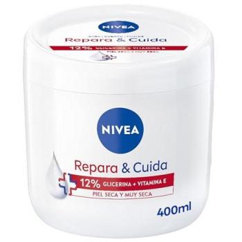 NIVEA Repara & Cuida 12% Glicerina y Vitamina E 400 ml Crema Corporal Piel Seca y Muy Seca