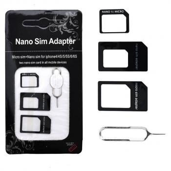 Yizhet 4 en 1 Nano para adaptador de tarjeta SIM Micro/Normal w / llave de pasador de expulsión para APPLE IPHONE 5, IPAD MINI, SMARTPHONES, MOVIL, TABLETS, SAMSUNG, LG, SONY, HTC
