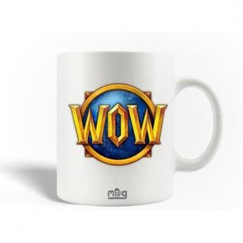 Taza de Cerámica Cilíndrica - World of Warcraft - 30cl - Apta para Lavavajillas - Blanca