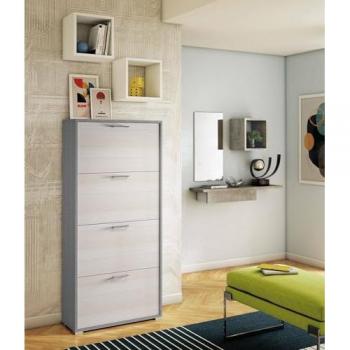 Zapatero Rosa DMORA 4 Puertas Abatibles Doble Profundidad 100% Made in Italy 67x28x147 cm Alerce