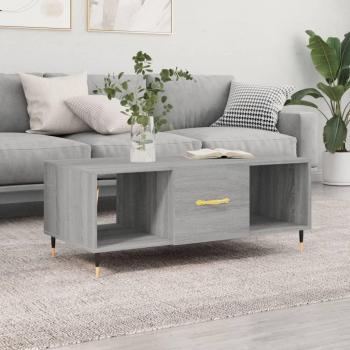 Mesa de centro madera contrachapada 102x50x40 cm color blanco brillante y negro, mesa de salón o comedor auxiliar, también disponible en gris Sonoma