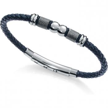 Pulsera de hombre Magnum de acero y piel azul Viceroy 15081P01013
