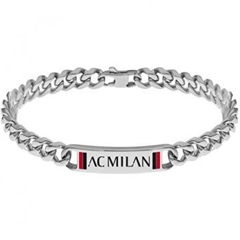 AC Milan Official Unisex Bracelet - 316L Steel with Enamel, One Size, Silver