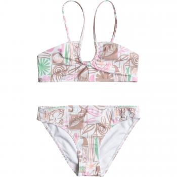 Bikini bralette Roxy Totally Iconic para niñas - color blanco, beige y rosa - talla 16