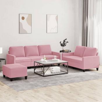 Juego de sofás con cojines 3 piezas terciopelo rosa vidaXL