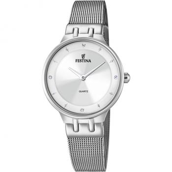 Festina Mademoiselle F20597/1 Reloj de Mujer con Esfera Plateada y Pulsera de Acero