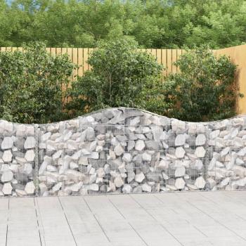 Arched Gabion Baskets Set of 5, 200x30x80/100 cm, Galvanised Iron
