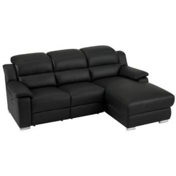 Sofá esquinero derecho relax eléctrico de cuero negro ARENA III