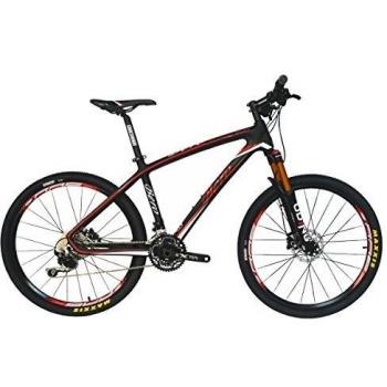 BEIOU® Fibra de Carbono para Bicicleta de montaña Hardtail MTB 10.65 kg Shimano M610 Deore 30 Velocidad ultraligero profesional de marco RT pulgadas interna Cable Routing Toray T800 bujes de carbono mate cb025 a, color Glossy white & red, tamaño 1