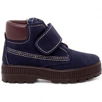 Botines de niños de piel con cierre adherente y suela track