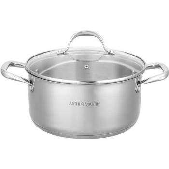 Olla con Tapa Arthur Martin AM3549 Ø 24 cm - Acero Inoxidable - Compatible con Inducción y Todos los Fuegos