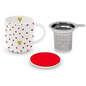 Taza de Té con Tapa y Colador Little Hearts Oro