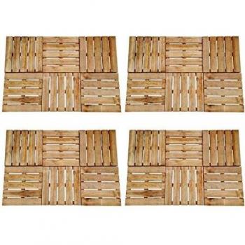 vidaXL 24x Baldosas de Porche 50x50 cm Madera Pino Marrón Suelo Loza Azulejo Teja Loseta Baldosín Terraza Veranda Balcón Resistente Intemperie