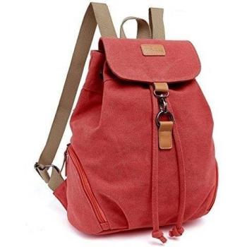 Moda Modelo lavado agua lienzo mochila 15L para las jóvenes de compras y viajes rojo rosso