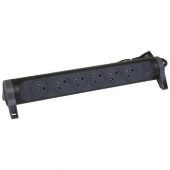 Regleta Multipresa Rotativa Legrand 6 Tomas 2P+T con Interruptor y Cable de 3m - Negro y Gris
