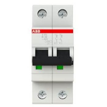 Interruptor automático ABB S202-B32 2P, 32A, Curva Tipo B, Poder de corte 10kA, System Pro M Compact, Montaje en Carril DIN