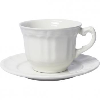 Taza de desayuno con plato Naranco Blanco San Claudio