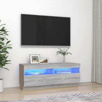 Mueble de TV con luces LED 100x35x40 cm, Mueble de Salon, Mueble Televisor, Mesa de TV en color Sonoma gris