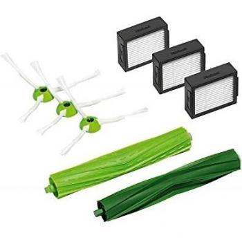 Kit de recambios Roomba Series e/I - Piezas auténticas iRobot - 3 filtros de alta eficiencia, 3 cepillos para esquinas y bordes y 1 juego de cepillos de goma para múltiples superficies - Verde