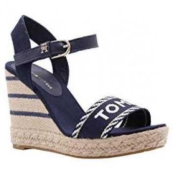 Sandalias de Mujer Tommy Hilfiger Modelo Seasonal Webbing Wedge Color Azul Oscuro