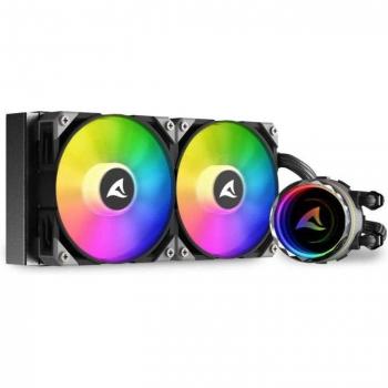 Sharkoon S80 RGB Sistema de Refrigeración Líquida para CPU 240mm con Iluminación RGB, Ventiladores de 12cm, Compatible con Carcasas de Ordenador, Negro - 1 Pieza